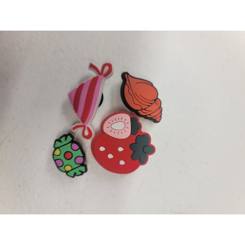 Lot 4 Croc Shoe Charms Fruit , Candy Seashell